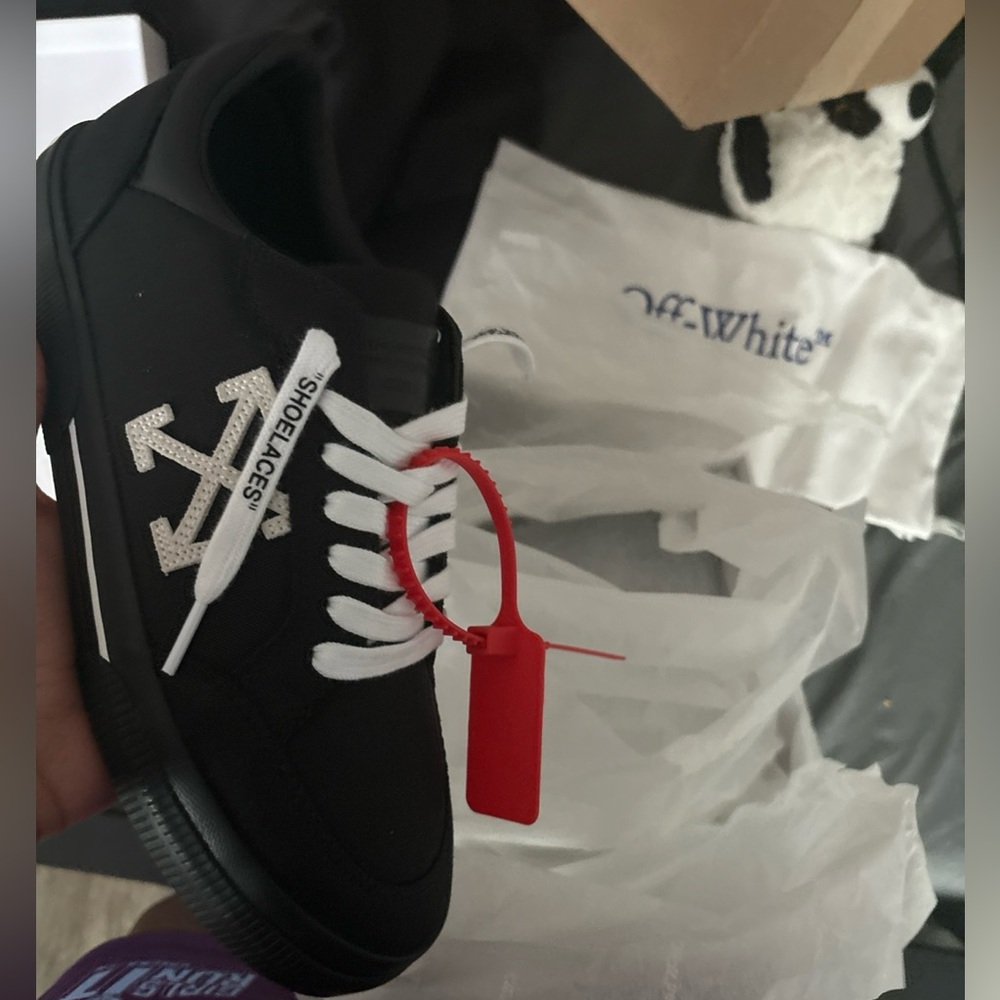 Off-White Kids Black Sneakers with Red Accent